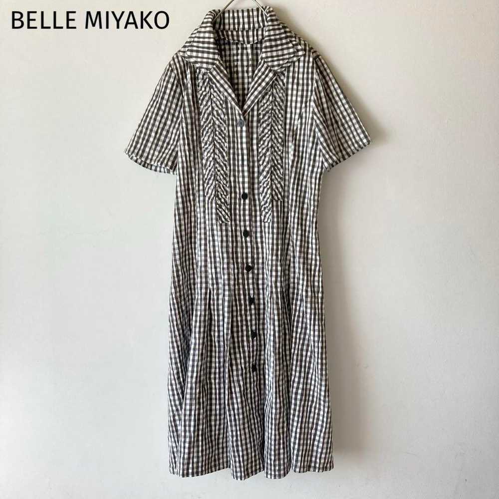 BELLE MIYAKO Open-Collar Shirt Dress - Checkered … - image 1