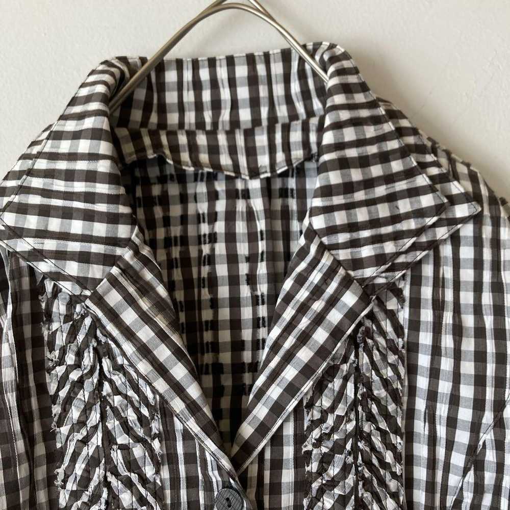 BELLE MIYAKO Open-Collar Shirt Dress - Checkered … - image 2