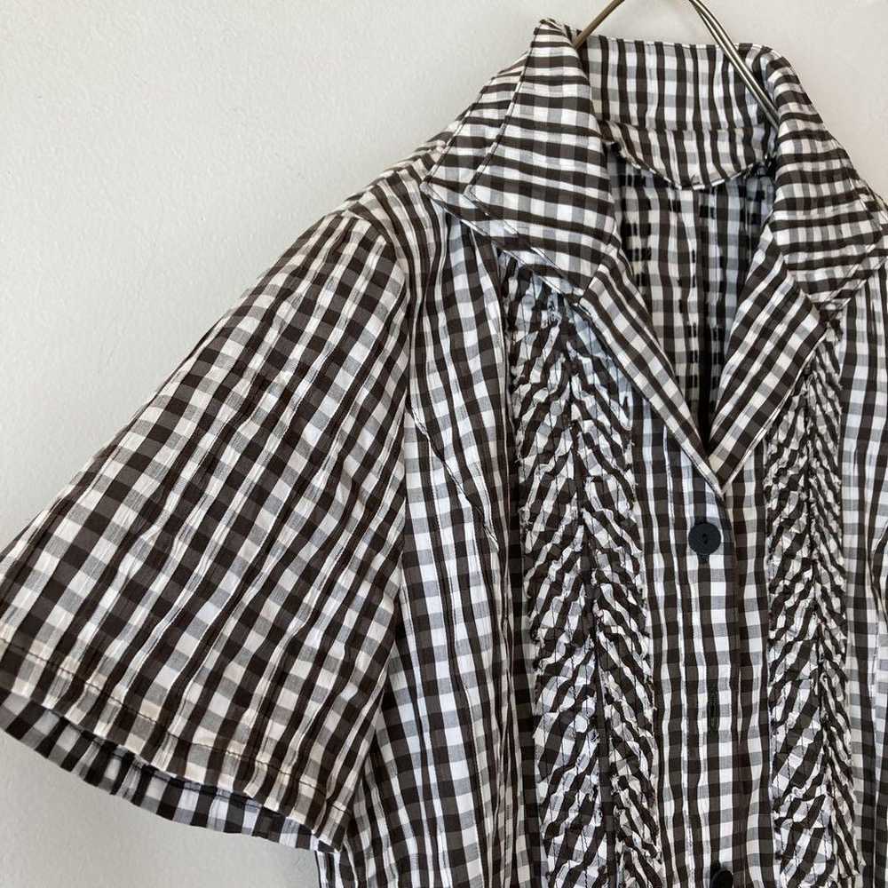 BELLE MIYAKO Open-Collar Shirt Dress - Checkered … - image 7