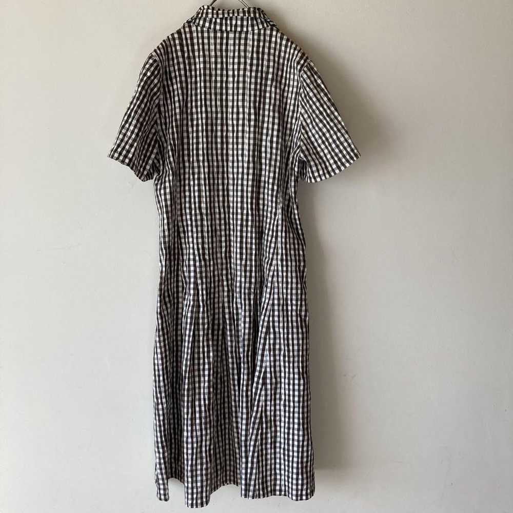 BELLE MIYAKO Open-Collar Shirt Dress - Checkered … - image 9