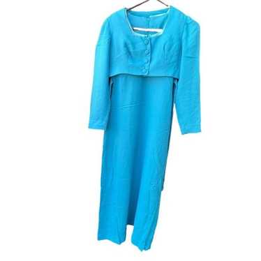 Vintage 70’s size 8 ( runs small) teal blue crepe… - image 1