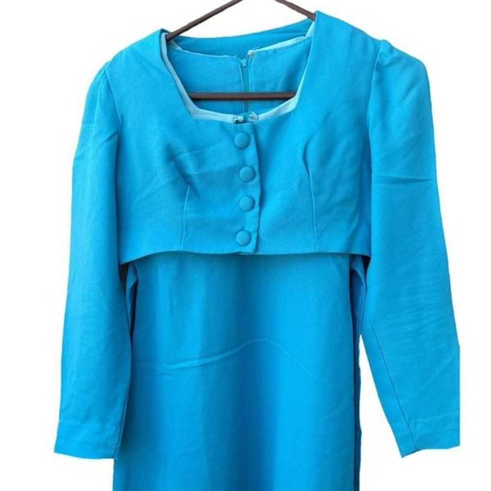 Vintage 70’s size 8 ( runs small) teal blue crepe… - image 2