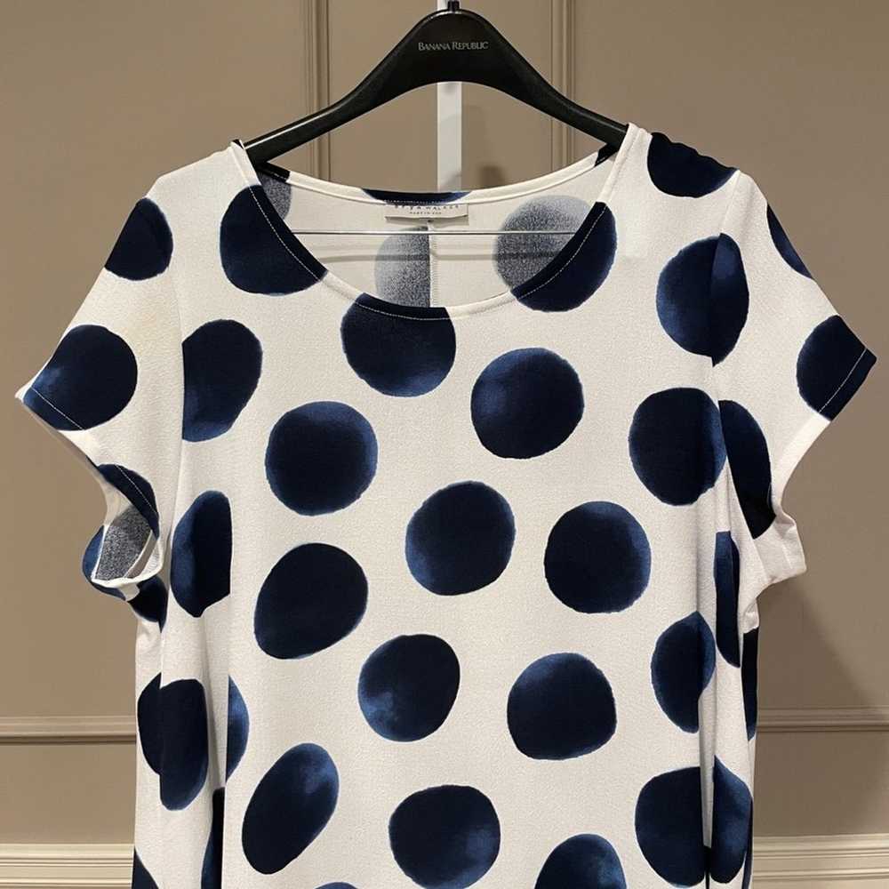 Bryn Walker dress blue white L polka dot oversize… - image 2