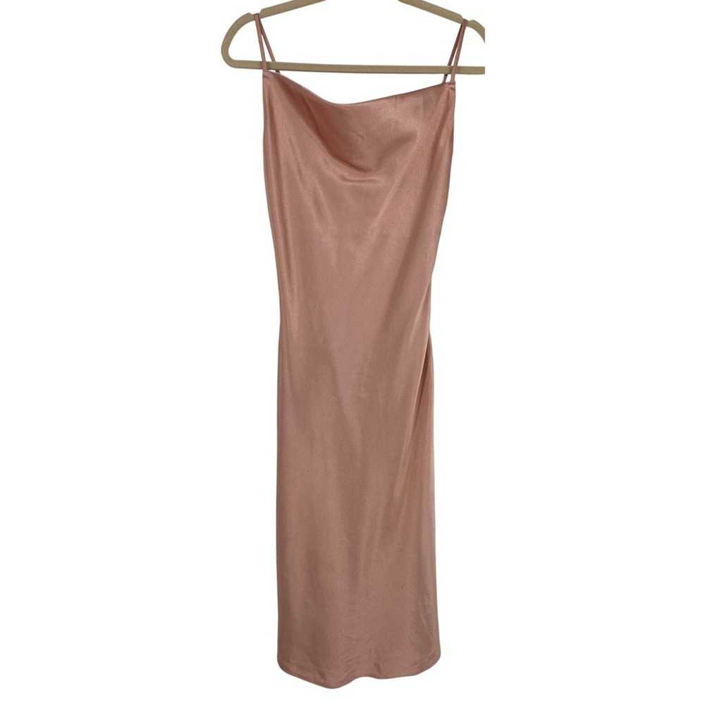 Birdy Grey Satin Slip Dress Pink Rose Gold Midi A… - image 2