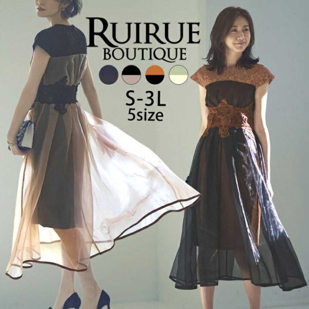 RUIRUE BOUTIQUE Organza × Lace Sheer One-Piece Dr… - image 3