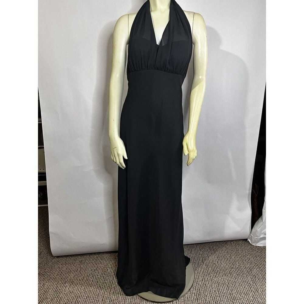 Betsy & Adam Black Chiffon 1990s Halter W/ Gather… - image 1