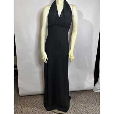 Betsy & Adam Black Chiffon 1990s Halter W/ Gather… - image 1