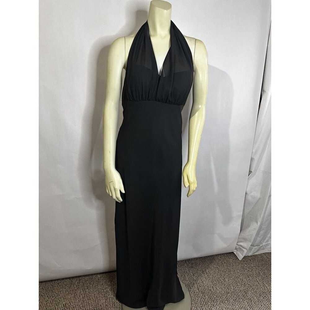 Betsy & Adam Black Chiffon 1990s Halter W/ Gather… - image 2