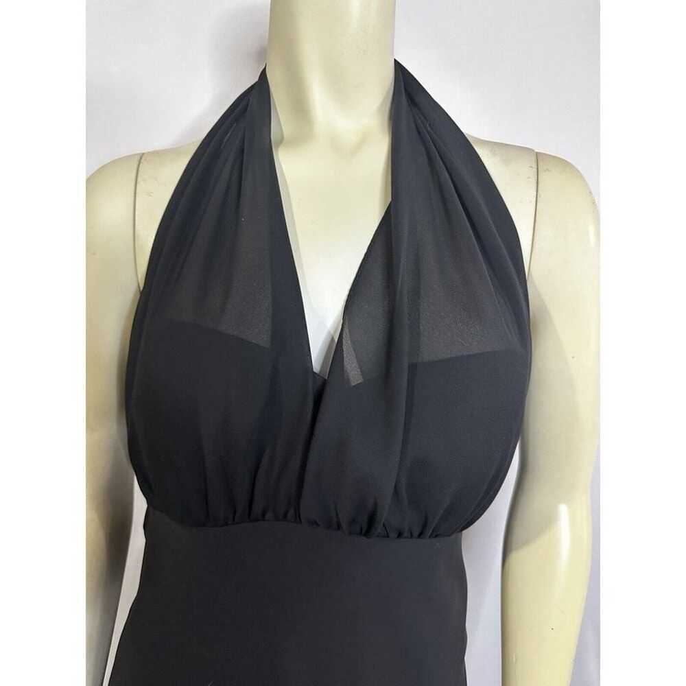 Betsy & Adam Black Chiffon 1990s Halter W/ Gather… - image 3