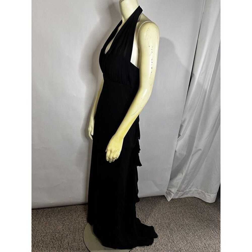 Betsy & Adam Black Chiffon 1990s Halter W/ Gather… - image 4