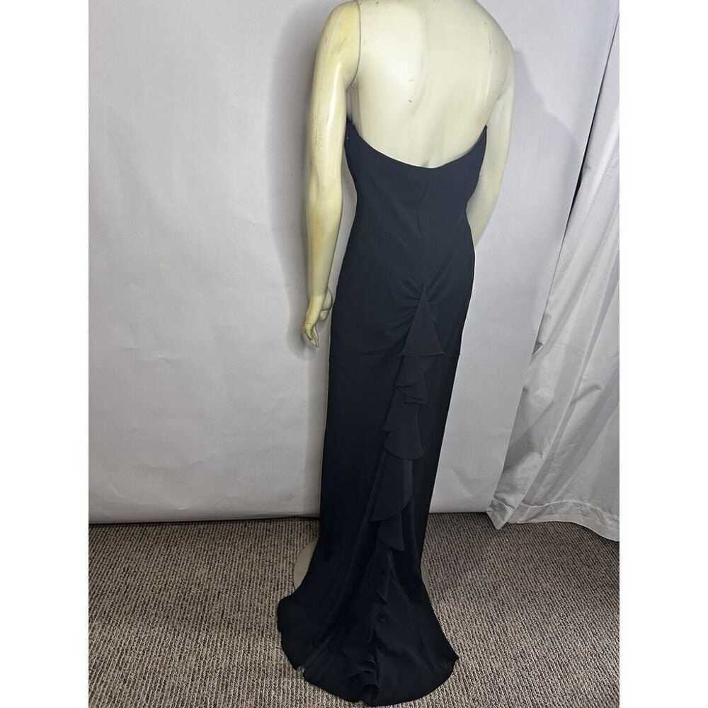 Betsy & Adam Black Chiffon 1990s Halter W/ Gather… - image 6