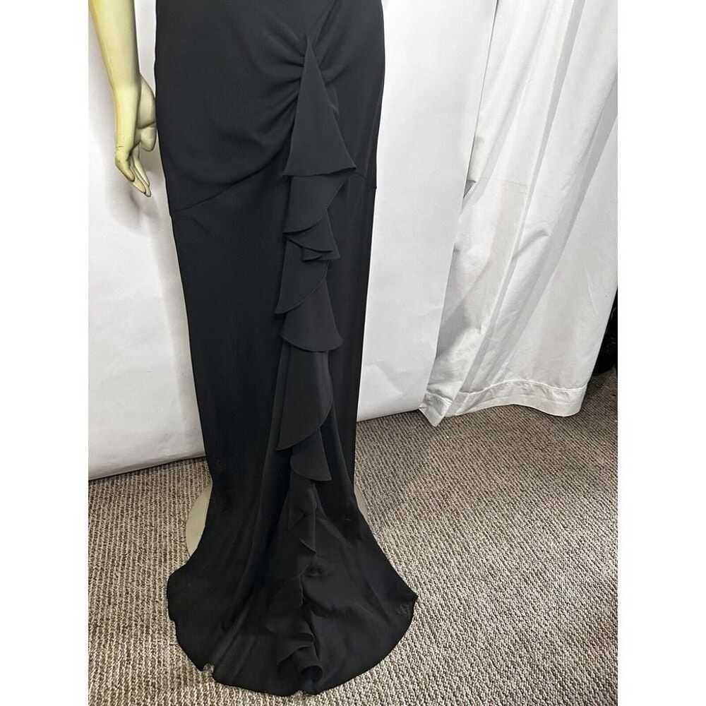 Betsy & Adam Black Chiffon 1990s Halter W/ Gather… - image 8