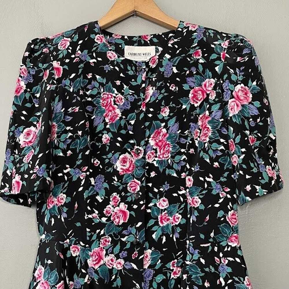 Vintage Caroline Wells Womens Size 10 Floral Ruff… - image 2