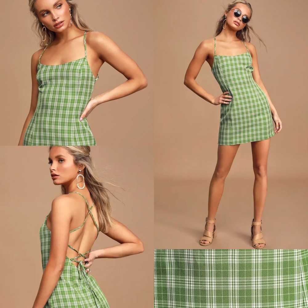 Lulus Plaid To Be Here Green Plaid Lace-Up Backle… - image 12