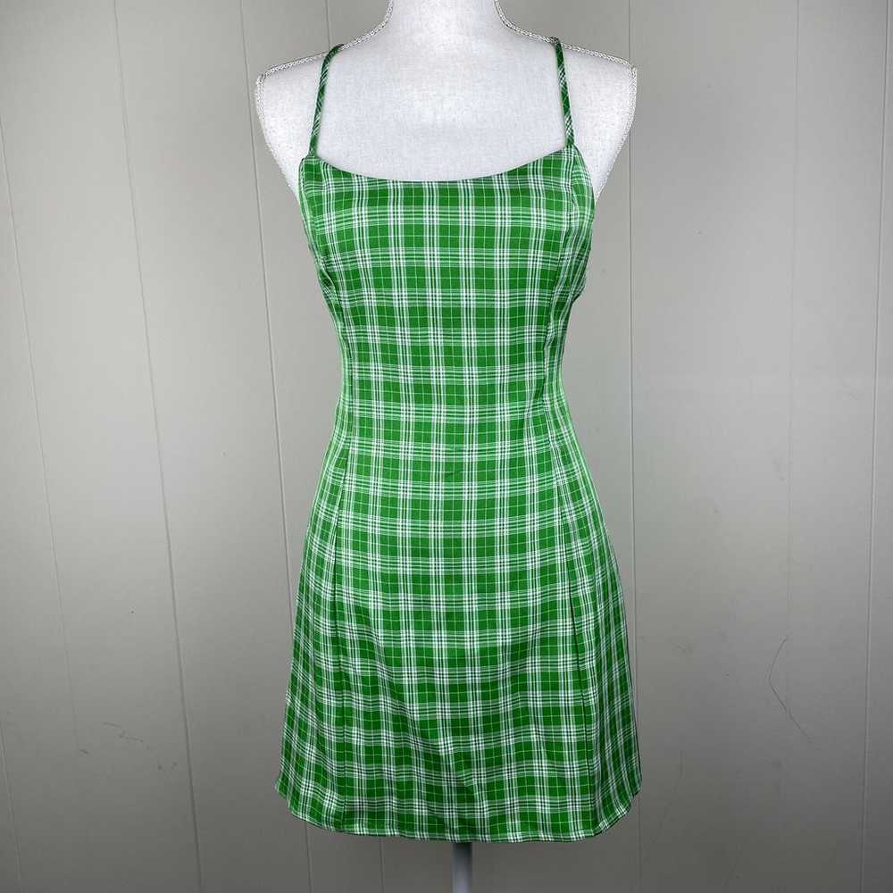 Lulus Plaid To Be Here Green Plaid Lace-Up Backle… - image 5