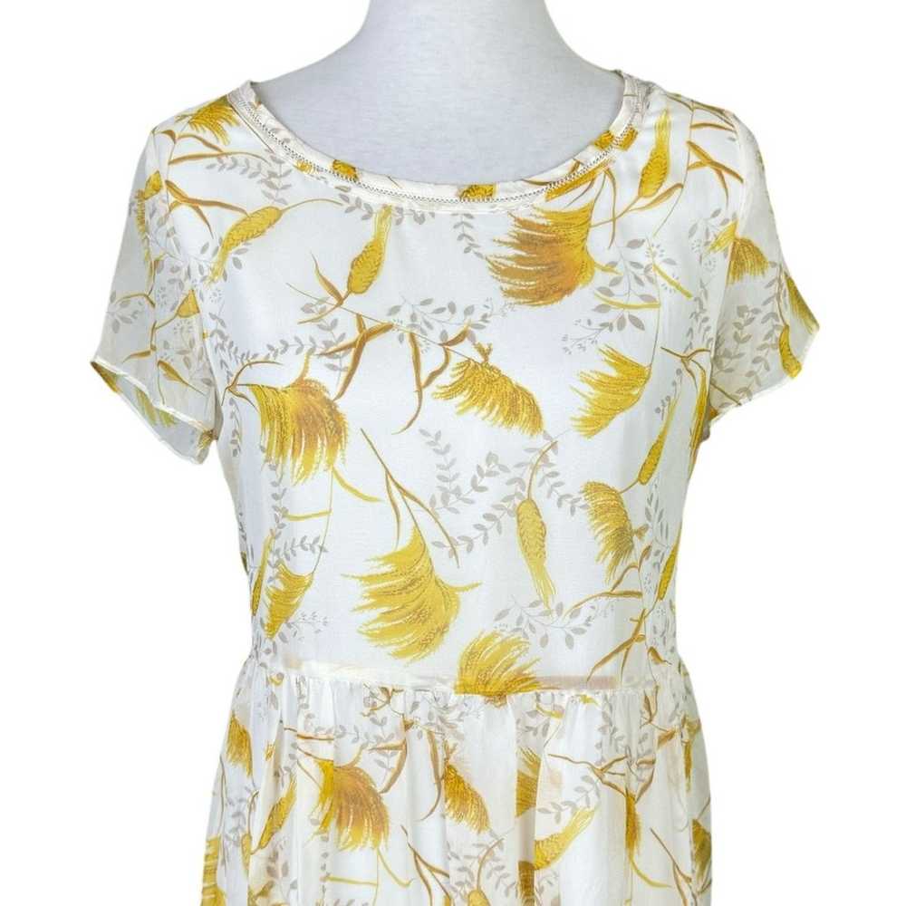 A loves A Gold Yellow Floral Wheat Novelty Print … - image 3