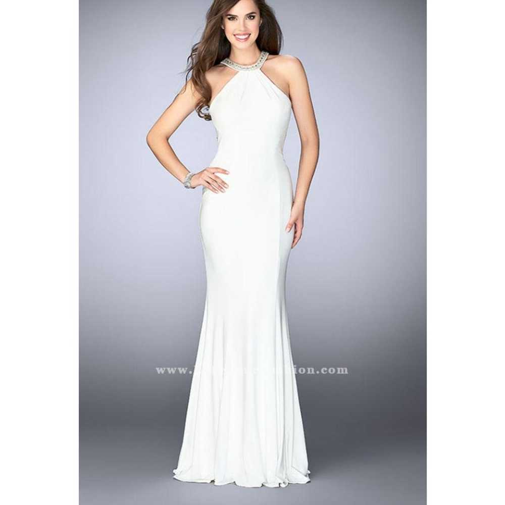 GIGI BY LA FEMME 24199 Beaded Neck Prom Dress Whi… - image 1