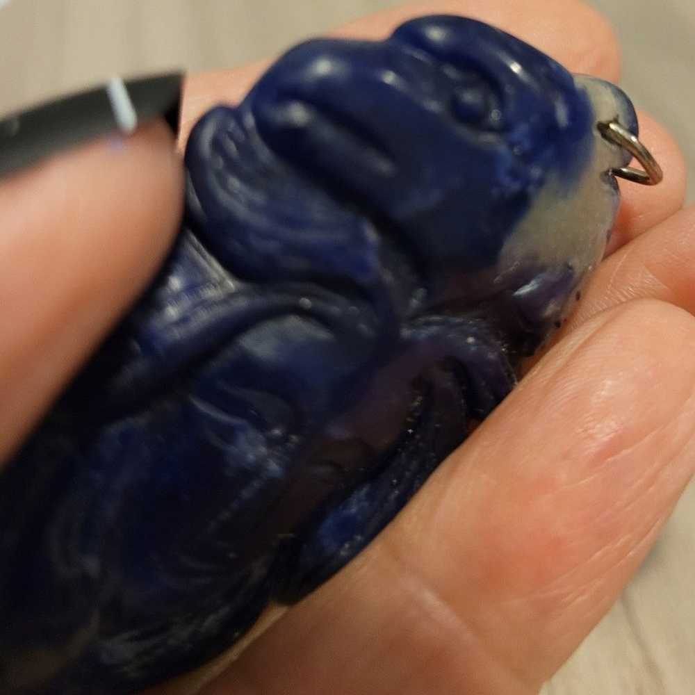 Carved Lapis Luzuli Goddess Pendant - image 4