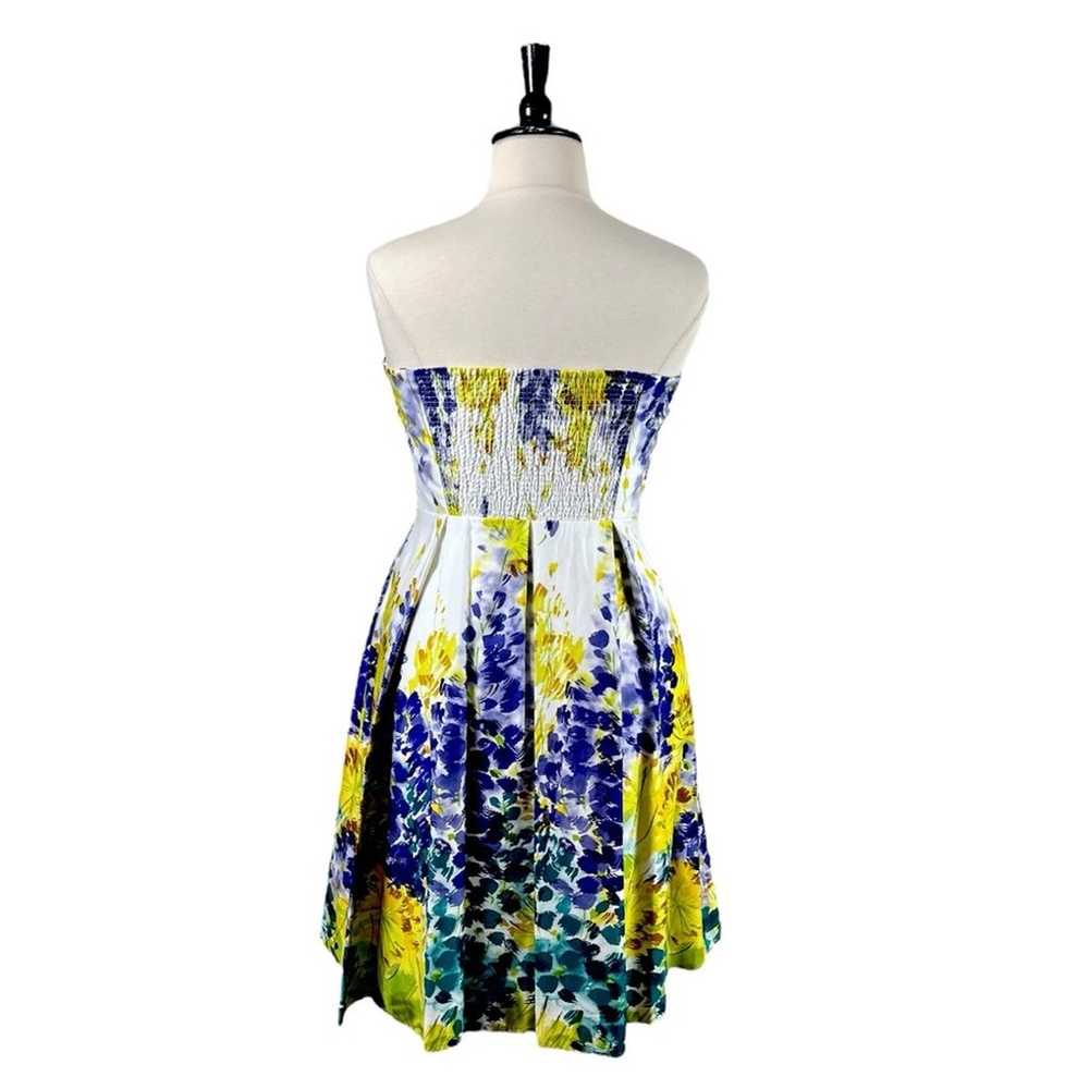 Muse Strapless Fit Flare Dress Pockets Yellow Pur… - image 5