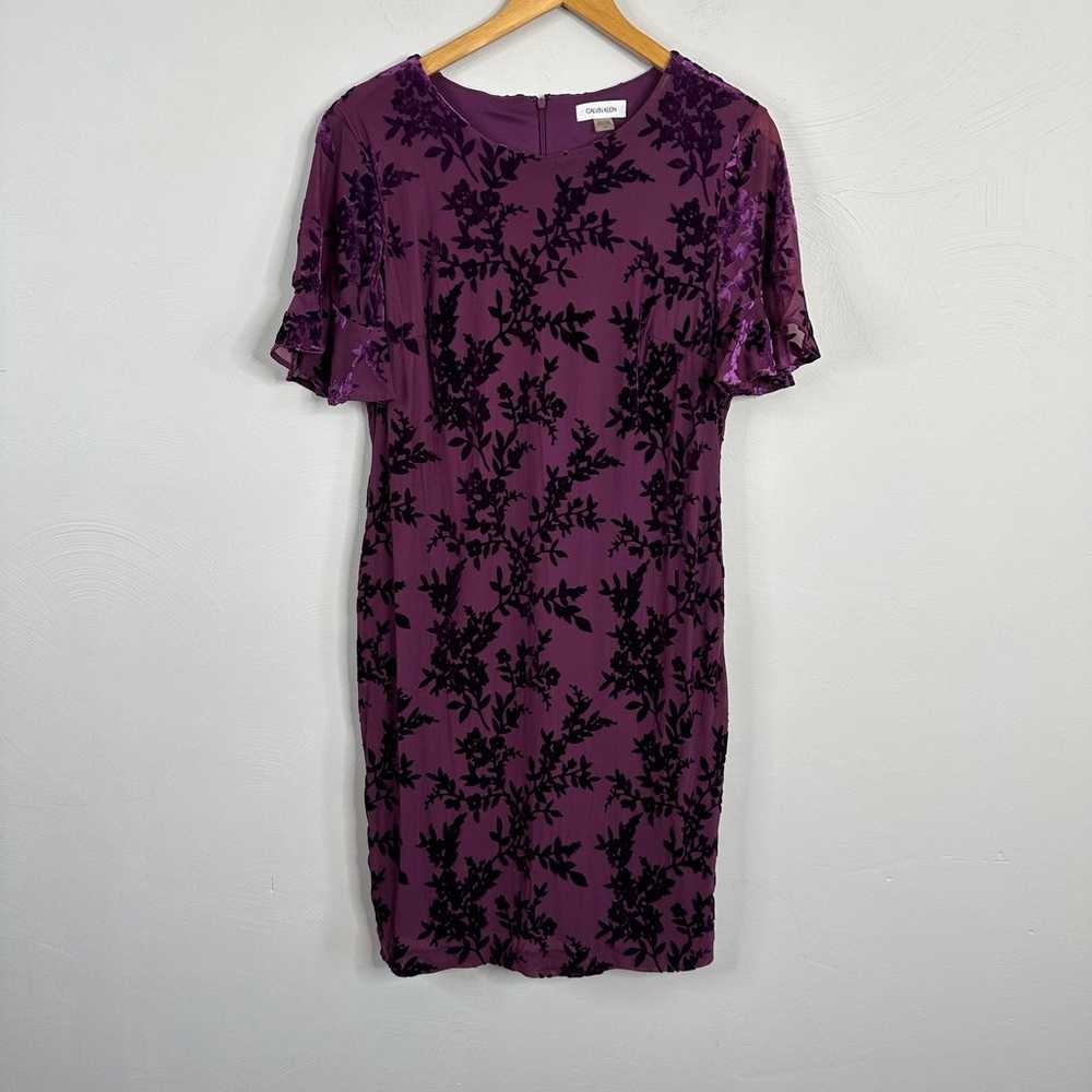 Calvin Klein Purple Velvet Burnout Flutter Sleeve… - image 2