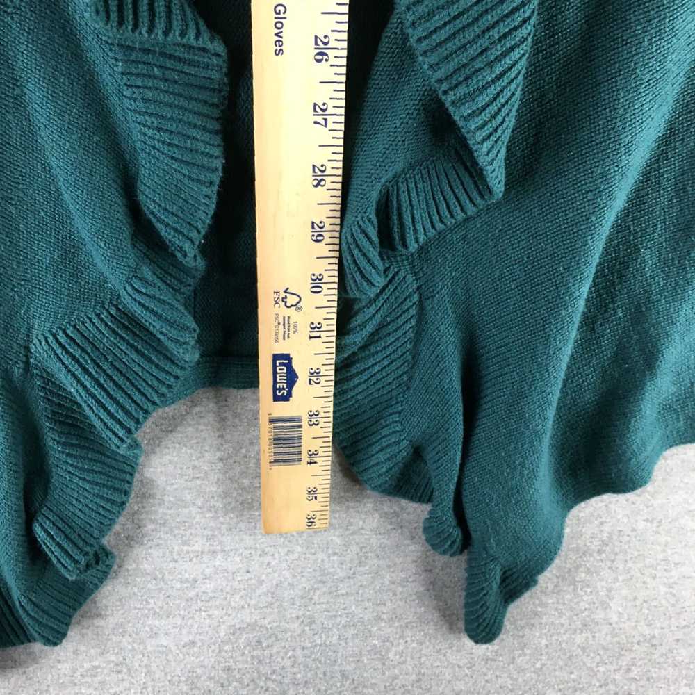 Vintage Womens Green Drape Knit Ruffle Open Front… - image 3