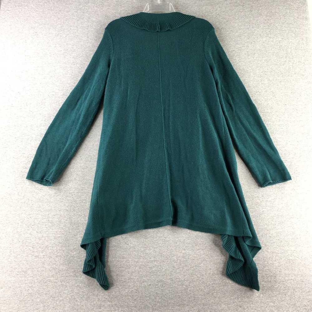 Vintage Womens Green Drape Knit Ruffle Open Front… - image 6