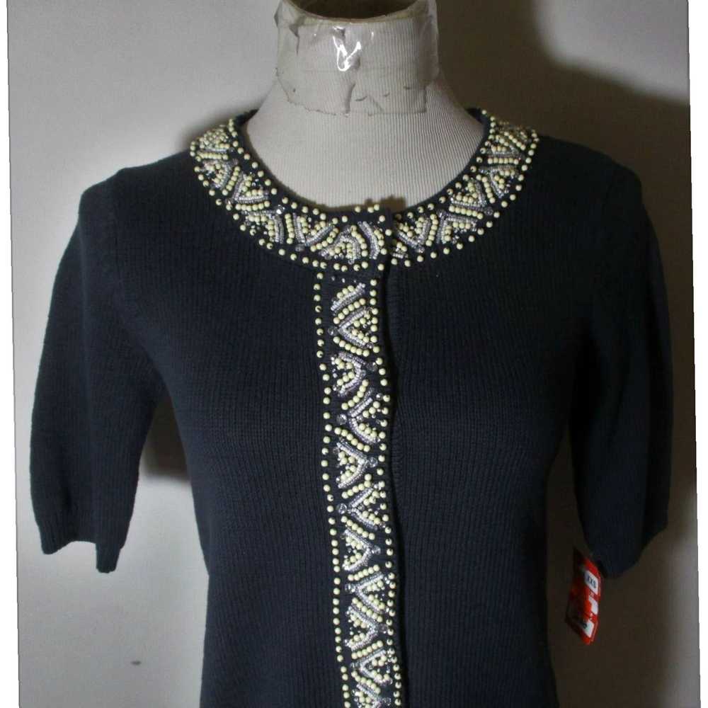 Isaac Mizrahi Navy Blue Beaded Cardigan Sweater w… - image 2