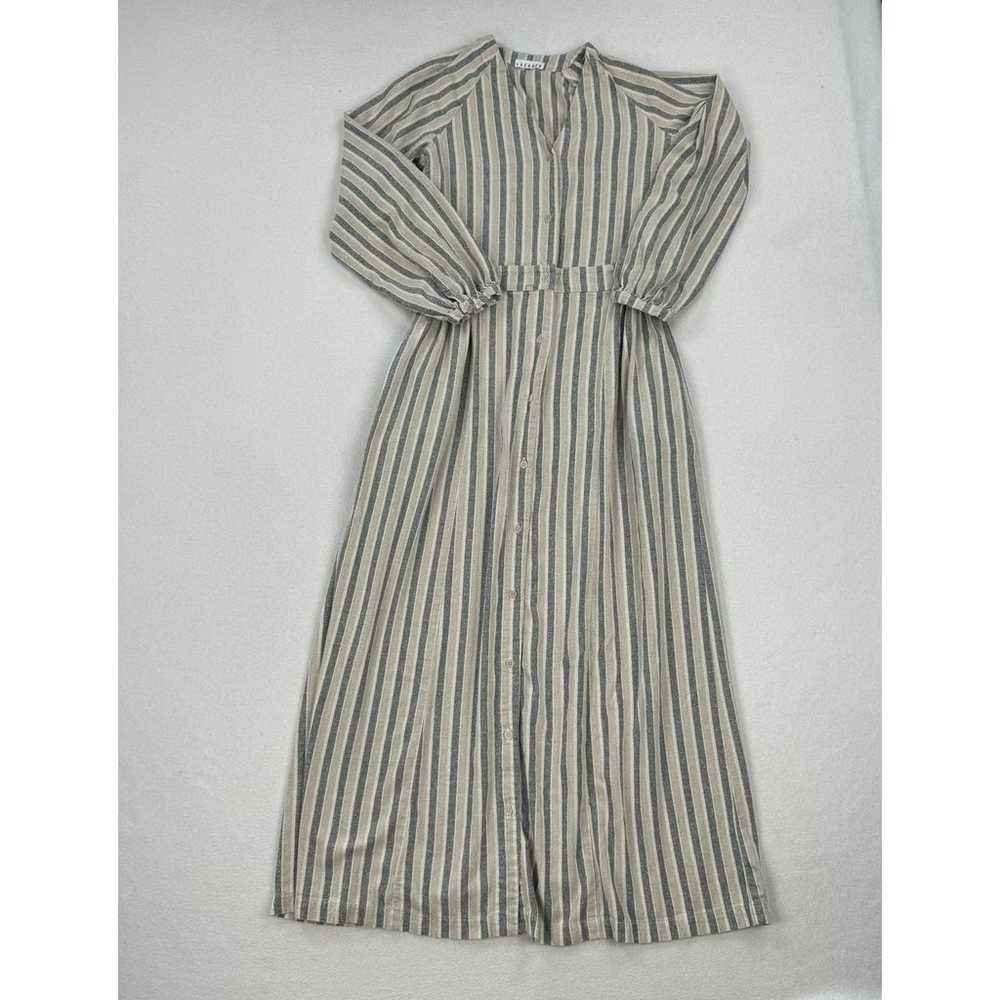 Lacausa Dress Size Small Tan Grey Silk Long Sleev… - image 1