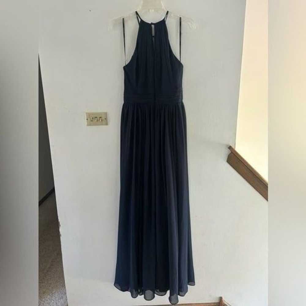 #Levkoff keyhole neck navy chiffon a-line gown 6 - image 11