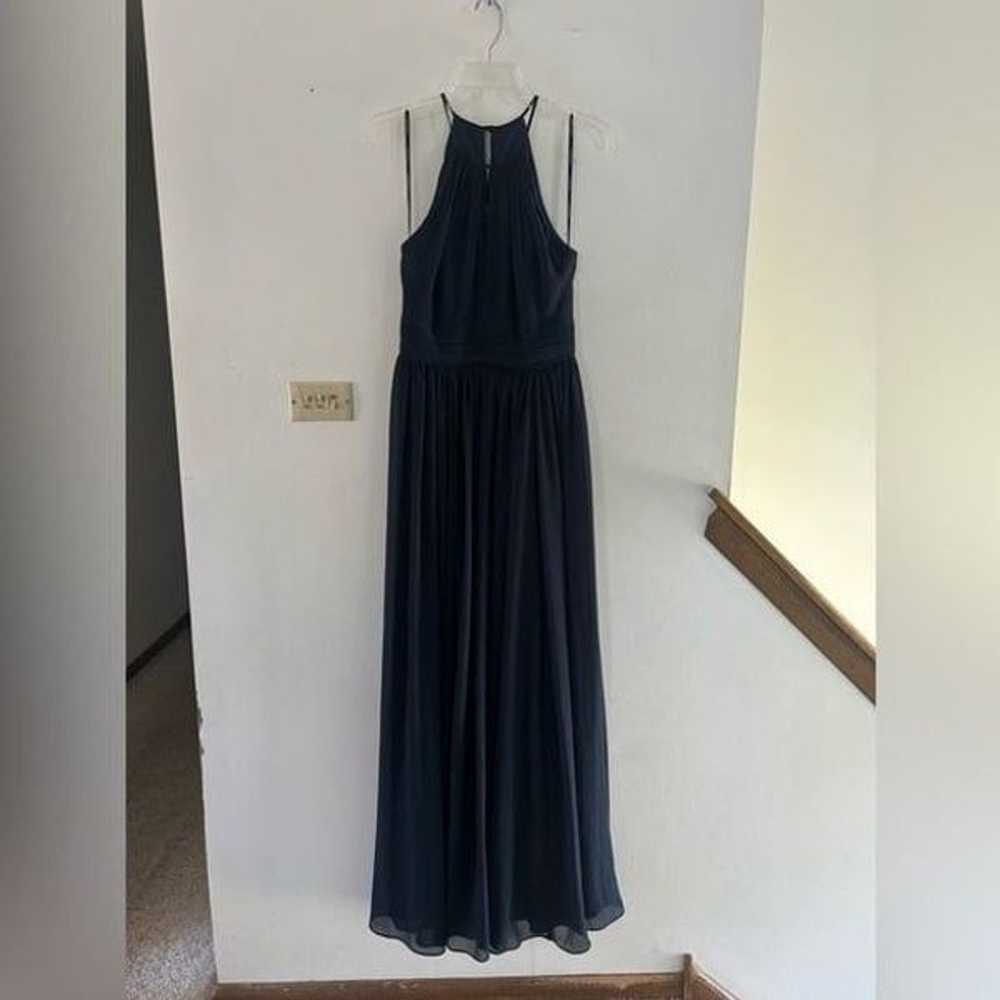 #Levkoff keyhole neck navy chiffon a-line gown 6 - image 8