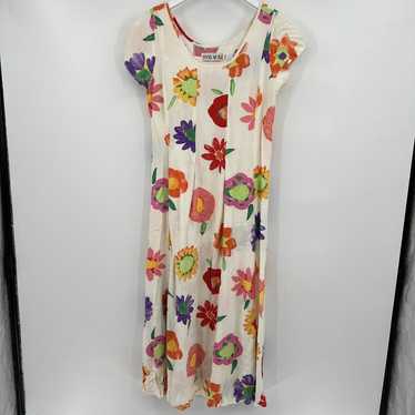 Vintage Jams World Floral Hawaiian Midi Dress Cri… - image 1