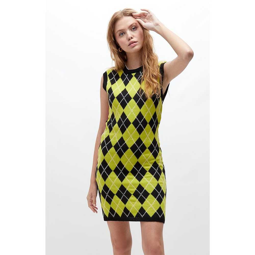 The Ragged Priest Argyle Knit Bodycon Merit Dress… - image 2