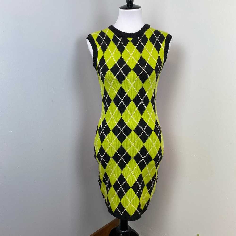 The Ragged Priest Argyle Knit Bodycon Merit Dress… - image 4