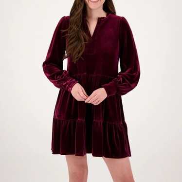 1. State Burgundy Red Wine Ruffle Collar Long Slee