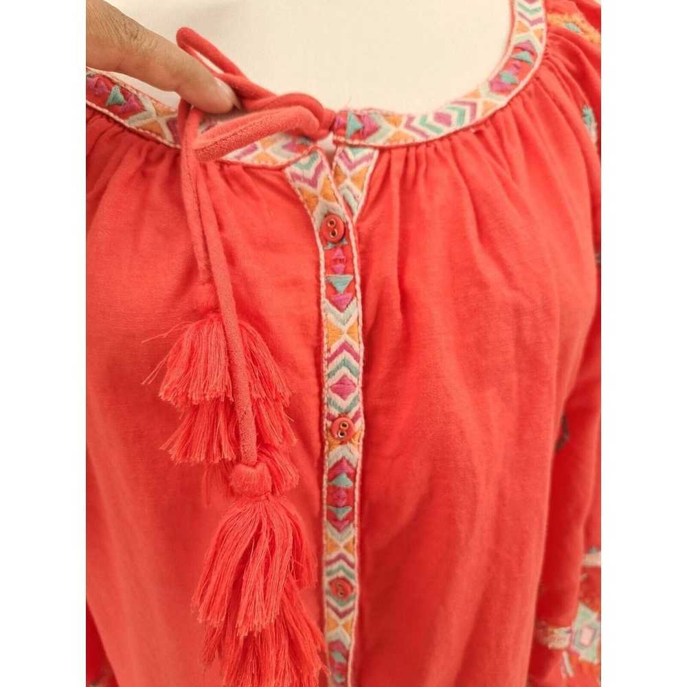 SUNDANCE Orange Geo Aztec Embroidered Boho Peasan… - image 4