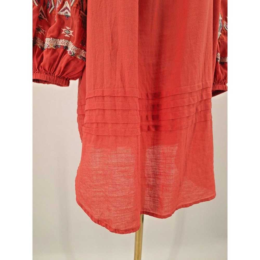 SUNDANCE Orange Geo Aztec Embroidered Boho Peasan… - image 6