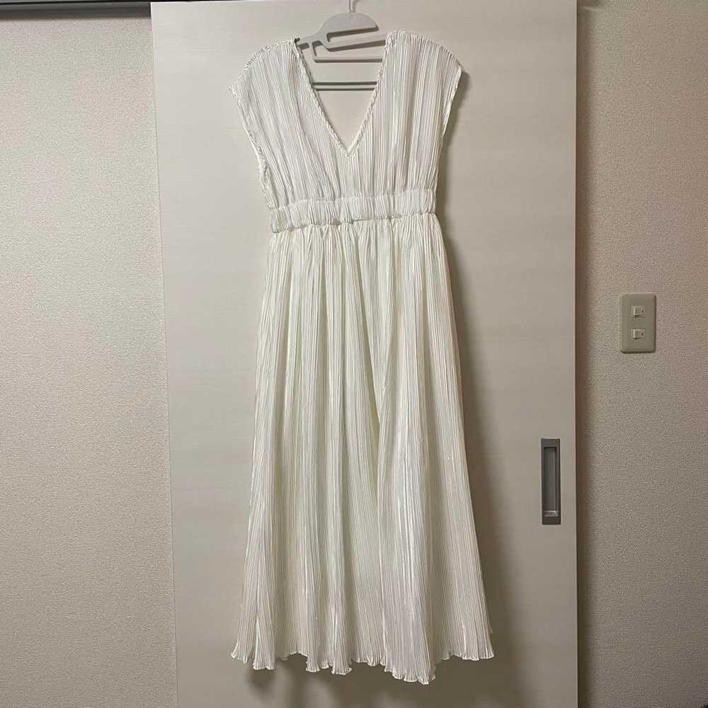 Birthday Bash White Pleated Long Dress Sleeveless - image 1