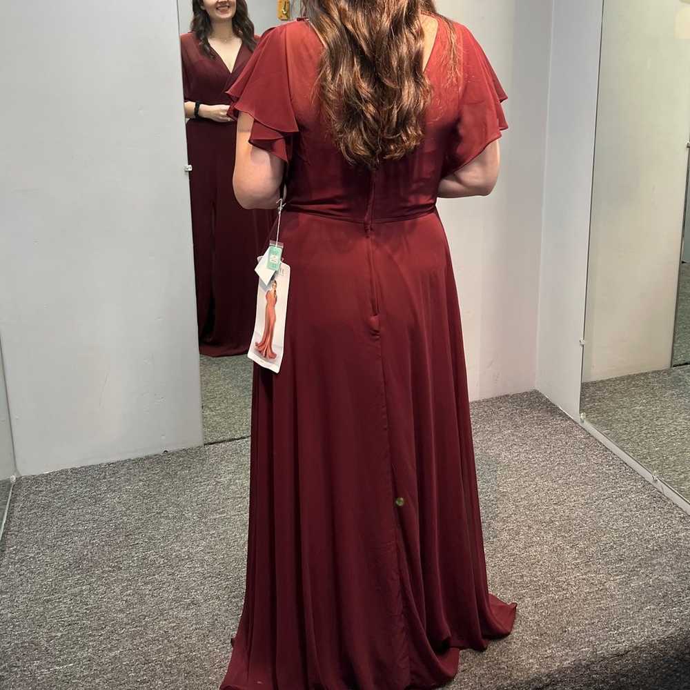 Mori lee Bridesmaid Dress size 16 in bordeaux - image 2