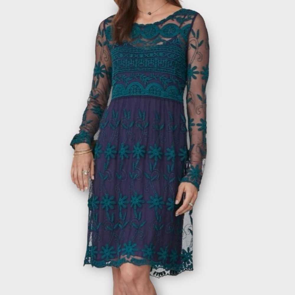 Sundance Rhapsody Embroidered Dress Size S Sheer … - image 1