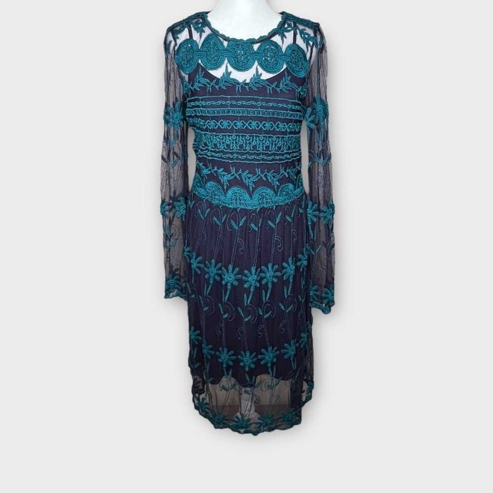 Sundance Rhapsody Embroidered Dress Size S Sheer … - image 2