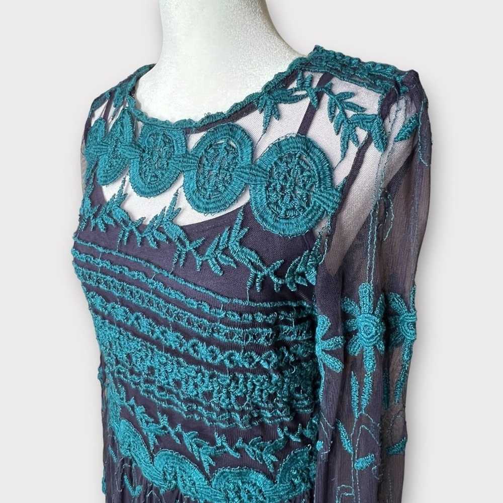 Sundance Rhapsody Embroidered Dress Size S Sheer … - image 3