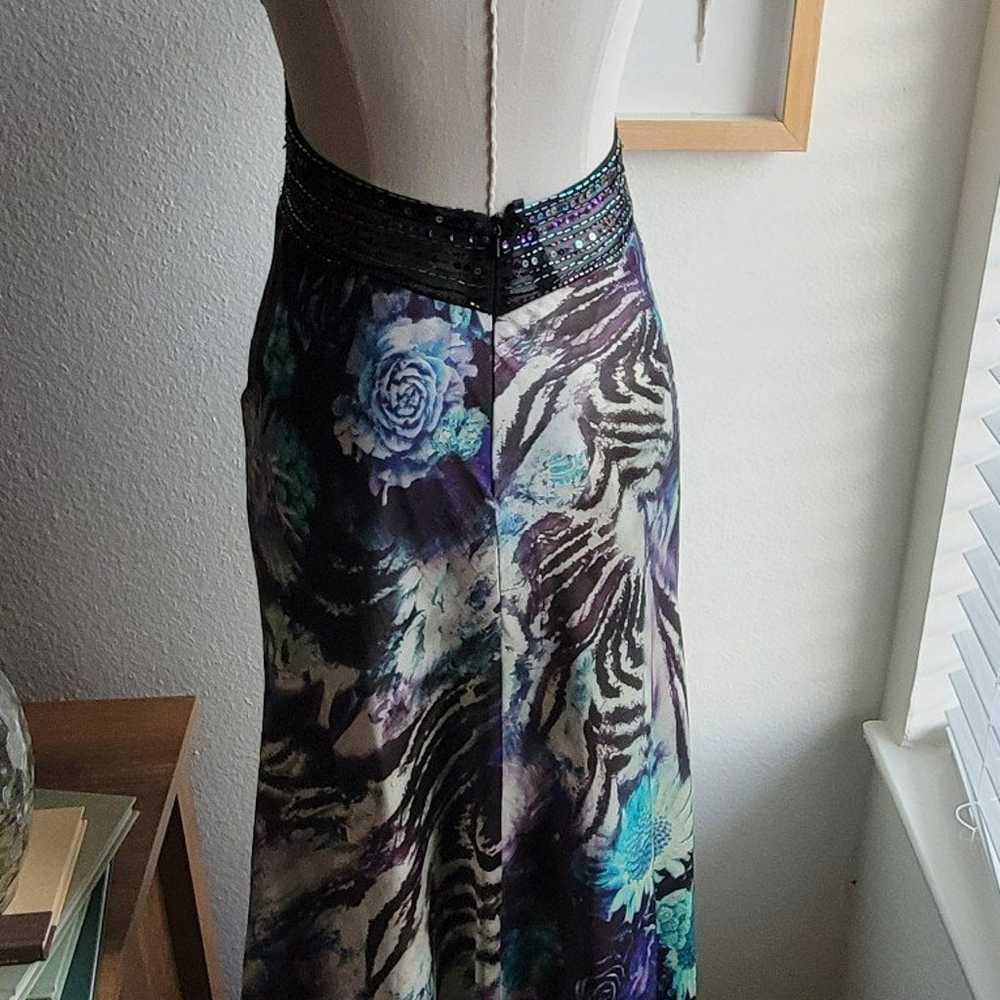 Y2K Cache Gown Open Back Dress Roses Animal Print… - image 4