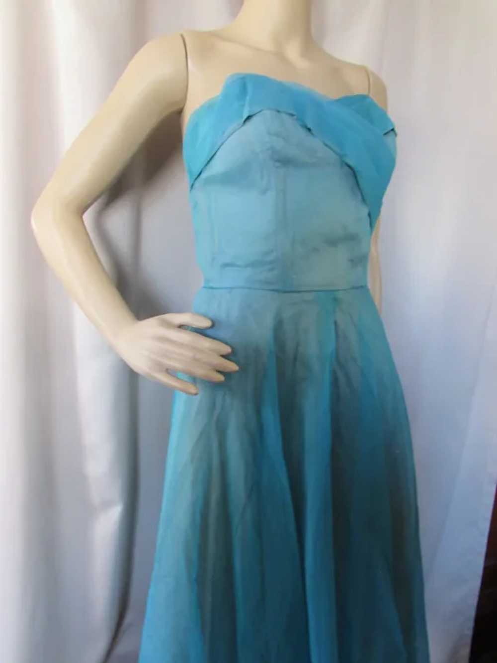 SALE Pretty 1960 Era Turquoise Prom Dance Dress M… - image 2