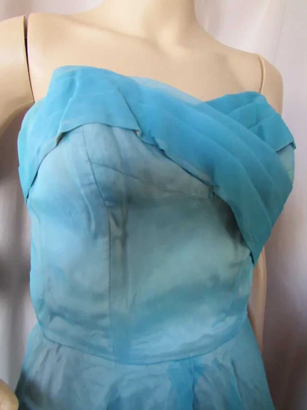 SALE Pretty 1960 Era Turquoise Prom Dance Dress M… - image 3