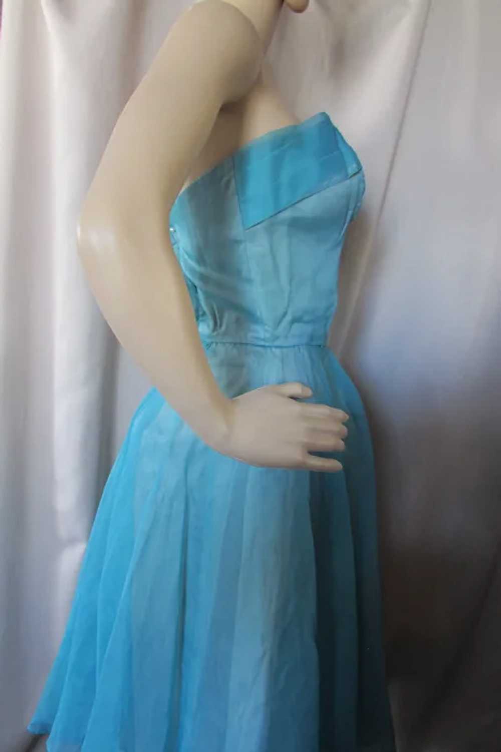 SALE Pretty 1960 Era Turquoise Prom Dance Dress M… - image 6