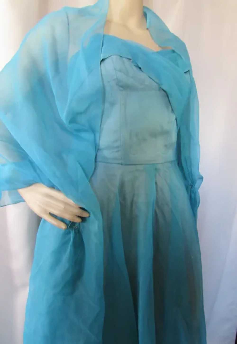 SALE Pretty 1960 Era Turquoise Prom Dance Dress M… - image 7