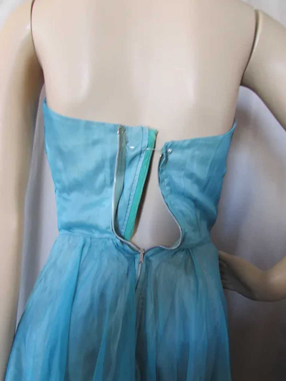 SALE Pretty 1960 Era Turquoise Prom Dance Dress M… - image 9