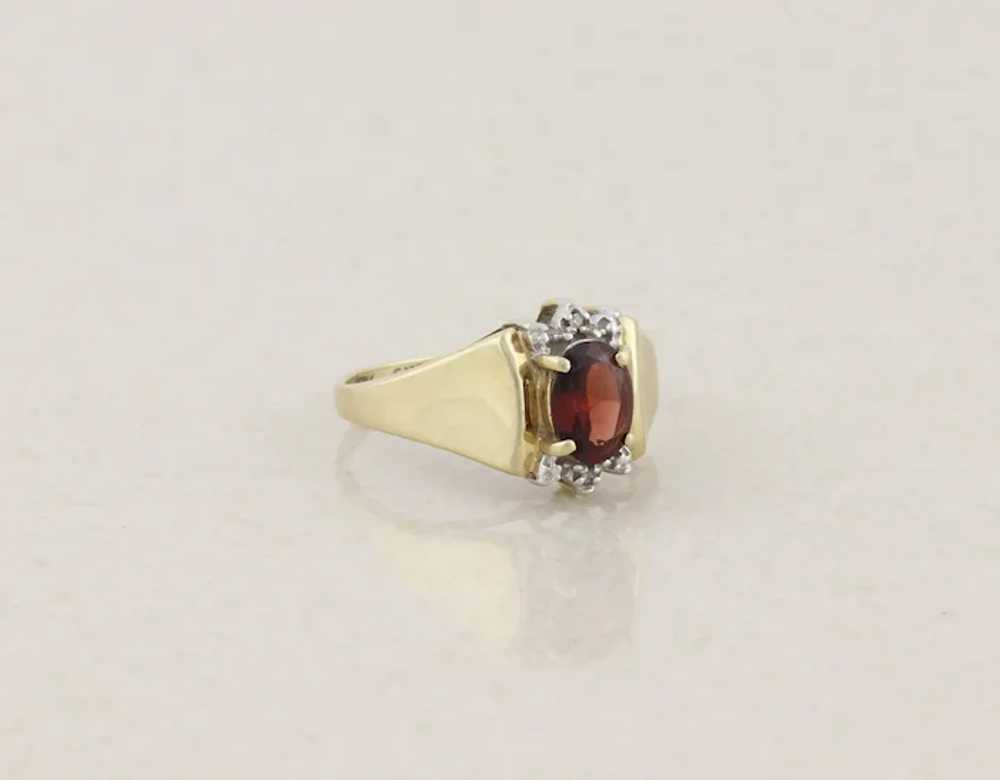 10k Yellow Gold Natural Garnet & Diamond Ring Siz… - image 4