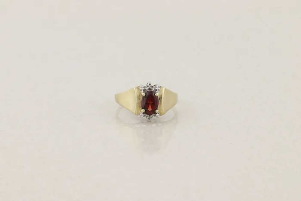 10k Yellow Gold Natural Garnet & Diamond Ring Siz… - image 5