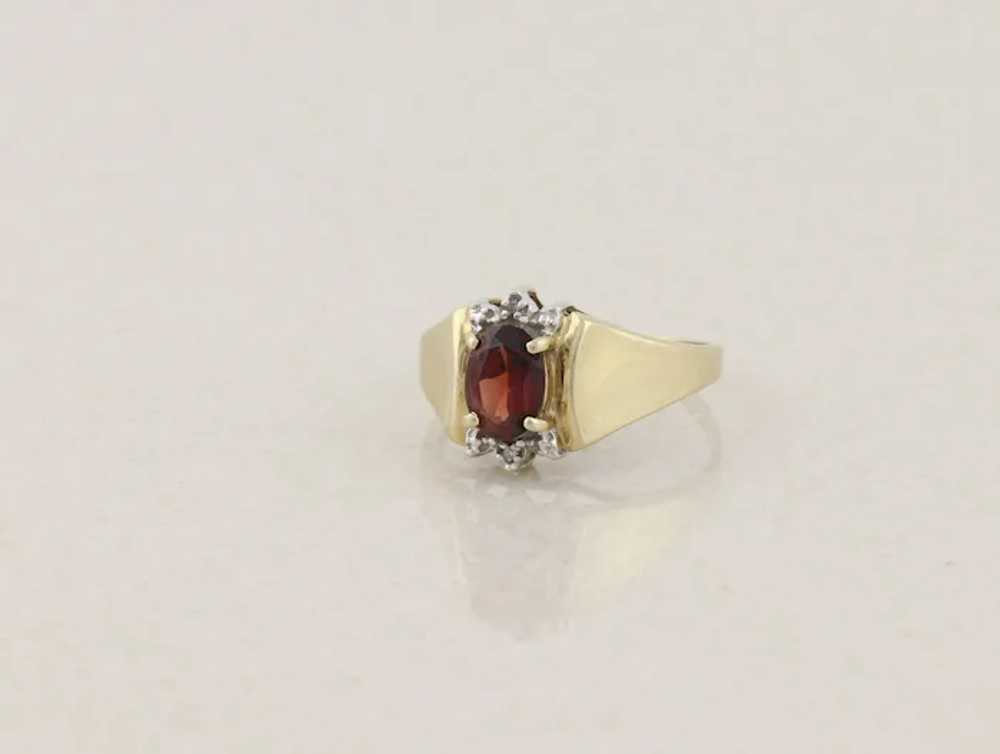 10k Yellow Gold Natural Garnet & Diamond Ring Siz… - image 6